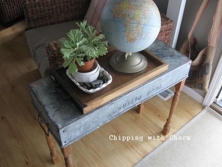 the many lives of fred peterson s tool tote as a console table, diy, painted furniture, repurposing upcycling, I was originally imagining this as a console table maybe behind the couch or in the front entry