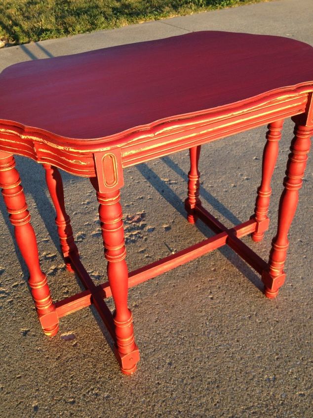 well needed facelift on a great little table, painted furniture, Table at sunset