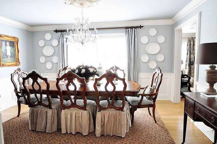 decorating the dining room, dining room ideas, home decor, benjamin moore beach glass on the walls and ceiling matching silk curtains