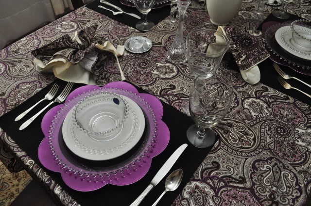 candlewick amp paisley, home decor, I purchased the Waverly purple paisley tablecloth and matching napkins at Burlington Coat Factory I paid 9 99 for the tablecloth and 2 38 for the 4 pack of napkins