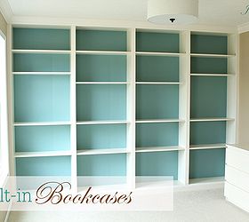 diy built in bookcases, painted furniture, shelving ideas, DIY built in bookcase wall
