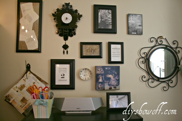 vintage inspired craft room home office, craft rooms, home decor, home office, wall gallery