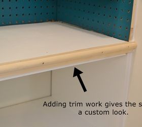 craft closet makeover, cleaning tips, closet, craft rooms, home office, We added some trim work to the melamine boards to give them more of a custom look