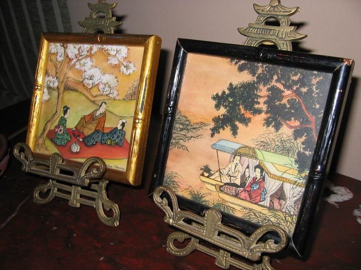 my dear mother s artwork amp sewing, crafts, Two approx 5 x5 framed paintings