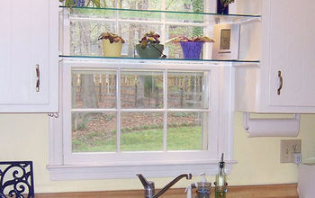 DIY Glass Shelves in Front of Kitchen Window