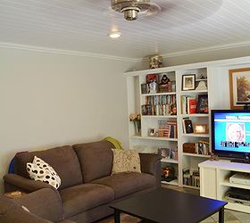 before after family room remodel, home decor, living room ideas, painting, shelving ideas, A couple new couches and tables from IKEA made a big difference as well