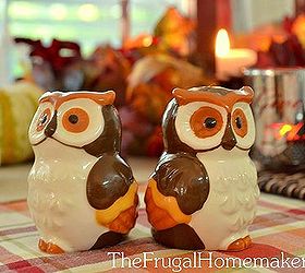 my fall blessings tablescape, seasonal holiday d cor, thanksgiving decorations, Owl salt and pepper shakers from the fall BHG line at Walmart