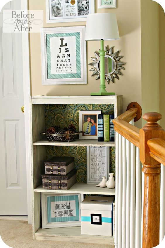 laminate bookshelf turned vintage chic, home maintenance repairs, how to, storage ideas