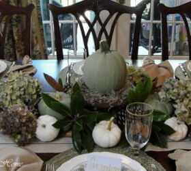 thanksgiving tablescape, living room ideas, seasonal holiday decor, thanksgiving decorations, wreaths, Magnolia leaves and pine cones were also gathered