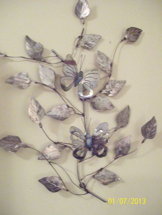 recycled metal wall art, repurposing upcycling, Butterfly Branch