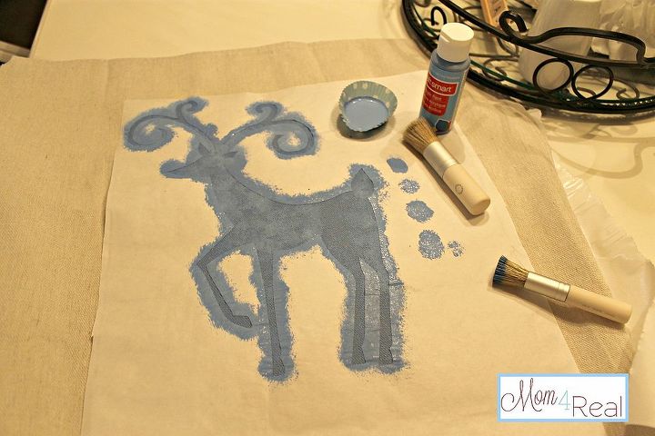 reindeer silhouette pillows dropcloth pillows, crafts, Dab paint lightly onto the fabric