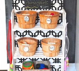 simple bookcase turned kids grocery store amp toy storage, diy, painted furniture, storage ideas, Here it is as a kids stuff garage organizer full of toys sunscreen and bubbles