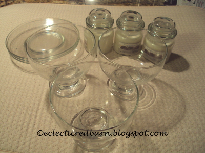 last minute centerpiece, seasonal holiday decor, Start with some glasses plates and candles