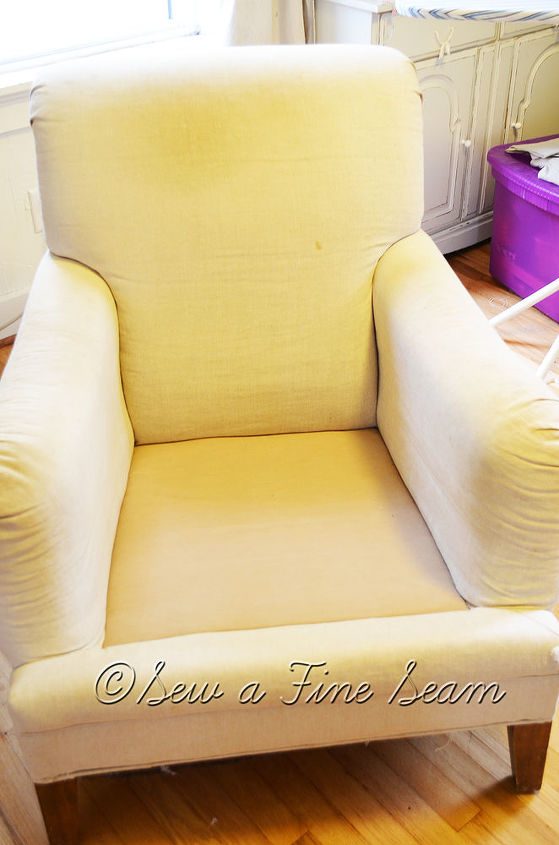 re dressing a chair, painted furniture, reupholster, before