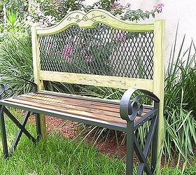 headboard garden bench, diy, outdoor furniture, outdoor living, painted furniture, repurposing upcycling, Side view