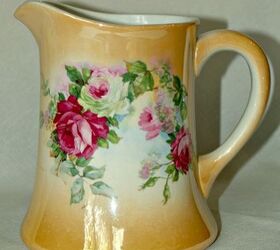 decorating with vintage the ultimate repurpose, home decor, painted furniture, Luster ware rose transfer pitcher