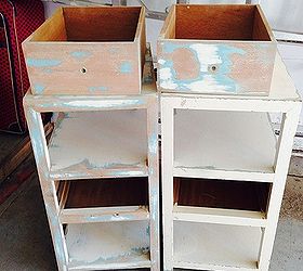 the two little bedside tables that could, painted furniture, LOTS of sanding I used an orbital sander 60 or 80 grit The tables had a lot of paint