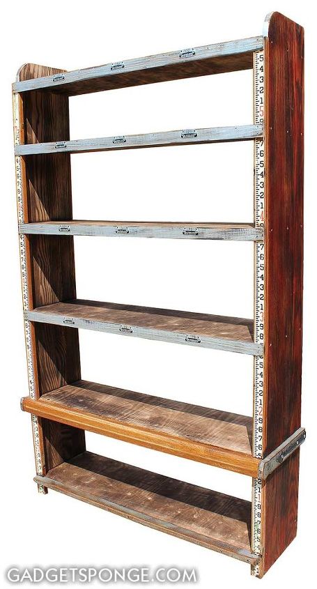 custom industrial bookcase with surveyor s stick, shelving ideas, woodworking projects