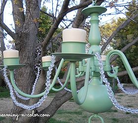 make an outdoor chandelier for you next bbq, outdoor living, painting and adding beads
