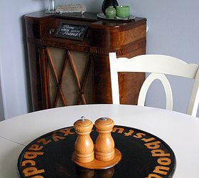 a free lazy susan gets a smart makeover, home decor, painting, Adds some great graphic interest to our dining area