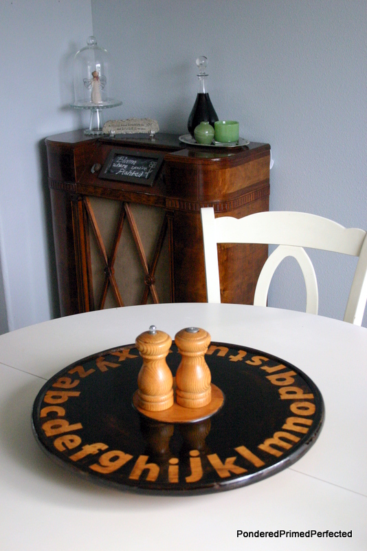 a free lazy susan gets a smart makeover, home decor, painting, Adds some great graphic interest to our dining area