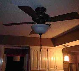 ceiling fan make over, crafts, decoupage, home decor, kitchen design, lighting, repurposing upcycling, 1 blade off