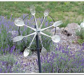 stamped vintage silverware whirligig, flowers, gardening, repurposing upcycling, It fits perfectly in my flower garden among the lavender