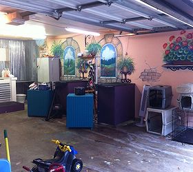 pretty pet parlor vs ugly mugly garage, garage doors, home improvement, pets animals, The garage door opens to allow frequent power washing as well as letting in sunshine and fresh air