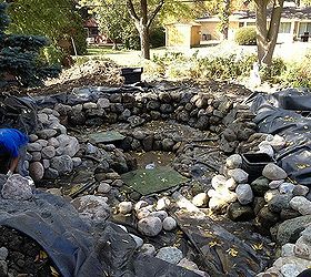pond rehab medinah il, outdoor living, ponds water features, Boulders