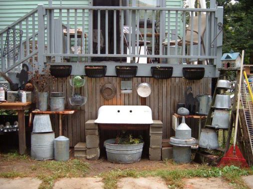 di ellen s party garden, outdoor living, repurposing upcycling, Potting table