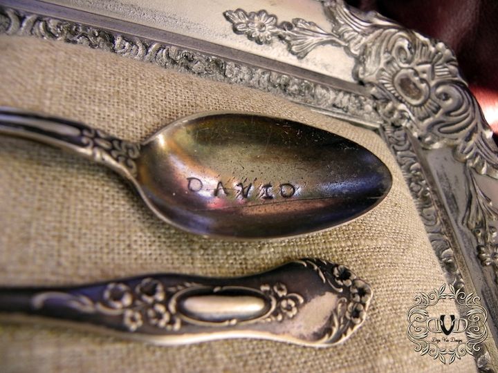 artwork inspired by thistlewood farms and what marriage means, crafts, His name stamped on an old spoon