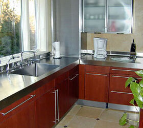 stainless steel, 3 Stainless Steel Countertop with Integral Sink Eased Square Edge