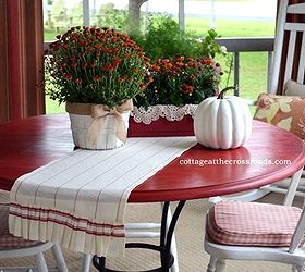 sprucing up the front porch for fall, outdoor living, painting, porches, seasonal holiday decor, paint color of table Crimson by Valspar
