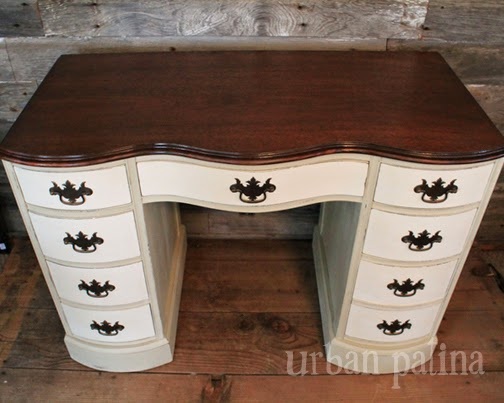 creamy two tone desk refresh, painted furniture