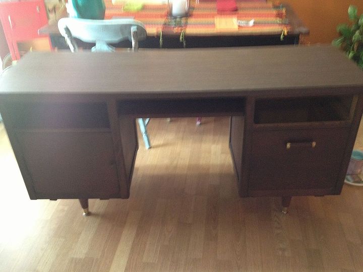 craigslist office desk makeover, chalk paint, craft rooms, home office, painted furniture, The before Paid 110 for both desk They re very heavy solid wood