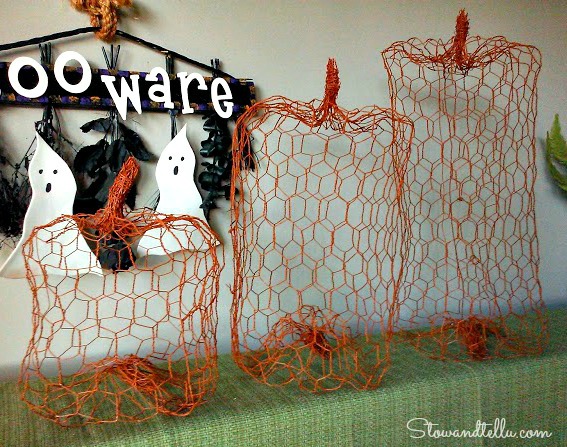 chicken wire pumpkins, crafts, repurposing upcycling, seasonal holiday decor, Give them a coat of craft or spray paint