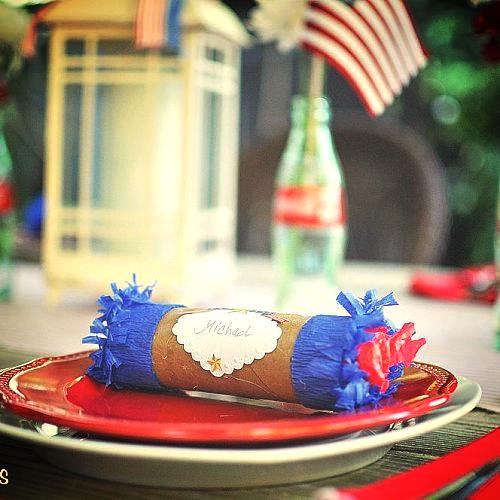 how a paper towel roll became a 4th of july firecracker for your table, crafts, seasonal holiday decor, a little vintage touch for your fourth of July table