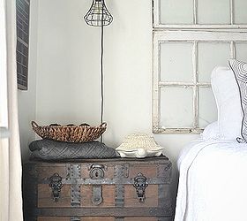 guest bedroom makeover, bedroom ideas, home decor, we made a nightstand out of an old vintage trunk