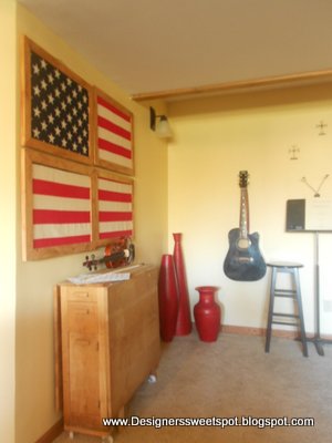 summer home tour, patriotic decor ideas, seasonal holiday d cor, This wasted space off the Man Cave is a perfect place to jam I cut up an old flag to hang on the wall for that Born in the USA feeling