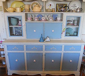 A Tired Old Brown Veneer Hutch Dresser To Shabby Chic Delightful