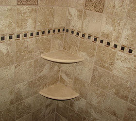 bathroom remodeling project marlton nj, bathroom ideas, tiling, ceramic tile shower with marble corner shelves Marlton NJ