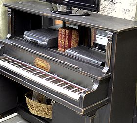 repurposed piano with many options for functionality, Visit us at for more repurposing fun