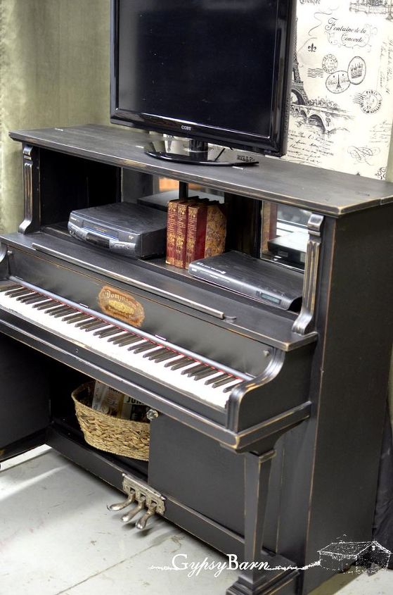 repurposed piano with many options for functionality, Visit us at for more repurposing fun