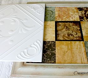 updating wall art with faux ceiling tiles, crafts, dining room ideas, home decor, wall decor