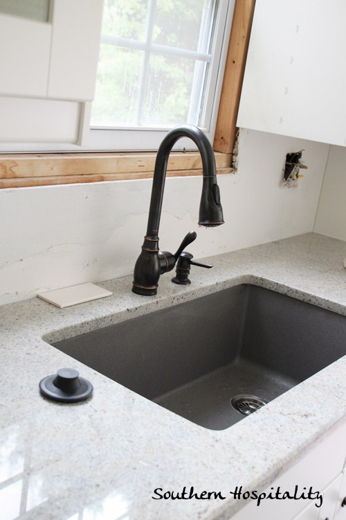newly installed ikea kitchen, countertops, kitchen cabinets, kitchen design, Blanco Silgranit sink in Metallic Gray love this thing