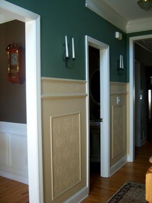 faux carved wainscoting using textured wallpaper, home decor, wall decor, Faux Carved Wainscoting