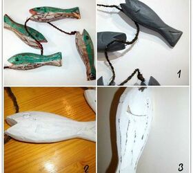 distressed wooden hanging fish, home decor, painting and distressing