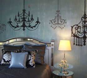 decorative wall treatments, home decor, painting, wall decor, Faux wall with handpainted chandeliers for Atlanta designer Dawn Kines in Houston TX