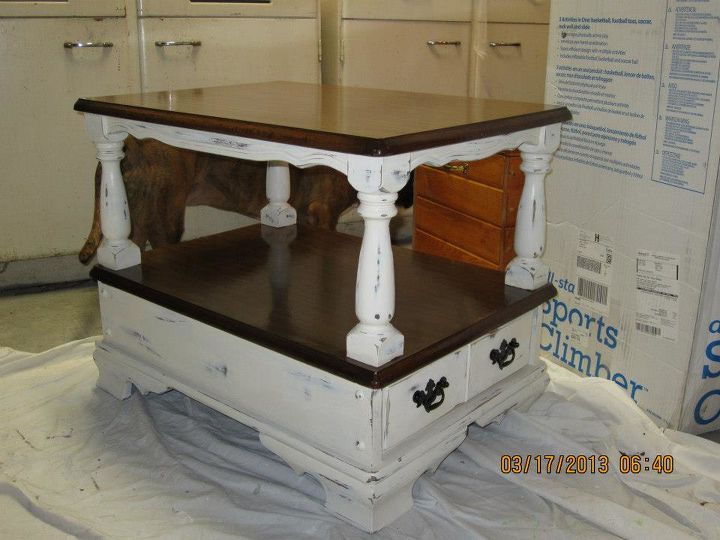 recycled end table, painted furniture, This is the end result of the end tables I refinished