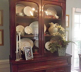 an english hutch transformation with white dishes, home decor, painted furniture, after
